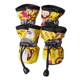 4 Pcs Yellow Dog Shoes Foot Covers Rain Shoes Waterproof Pet Shoes