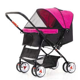 Four Wheel Folding Pet Stroller, Dog Jogger, Adjustable Canopy Storage Brake Mesh Window