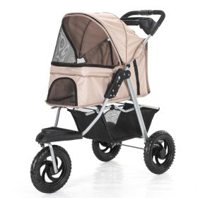 Three Wheel Folding Pet Stroller, Dog Jogger Travel Carrier Adjustable Canopy Storage Brake Mesh Window