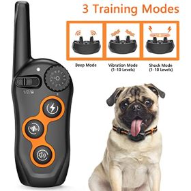 Training Collar; Waterproof Shock Collar w/ Remote Range 1300ft; 3 Training Modes; Beep; Shock; Vibration; Rechargeable, Sm/Med/Lrg Dogs