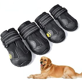 Boots; Waterproof Shoes; Booties with Reflective Rugged Anti-Slip Sole and Skid-Proof; Outdoor Dog Shoes for Medium Dogs 4Pcs