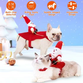 Pet Christmas Costumes Red Winter Coat for Dog Riding Santa Claus with Bell Clothes New Year Outfit Cosplay Costumes Party Dress Up