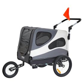 VEVOR Bike Trailer, Supports up to 100 lbs, 2-in-1 Stroller Cart Carrier, Folding Frame w/ Quick Release, Universal Coupler, Reflectors, Black/Gray