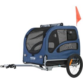 VEVOR Bike Trailer, Supports up to 100 lbs, 2-in-1 Stroller Cart Carrier, Folding Frame w/ Quick Release, Coupler, Reflectors, Collapsible, Blue/Black