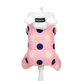 Warm big polka dot four-leg cotton coat (Option 1: Pink, Option 2: XL)