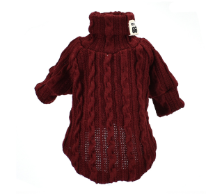 Dog Sweater Turtleneck Solid Color Dogs Clothes Warm Cotton For Puppy Small Medium Dogs Sweatshirt Jacket Chihuahua Teddy (Option 1: Wine Red, Option 2: XS)