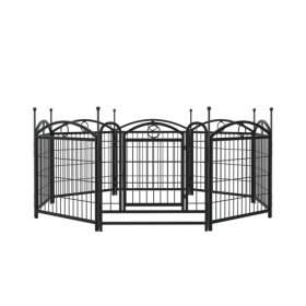 Dog Playpen Indoor 24 Inch 8 Panel Metal Dog Playpen (Option 1: Black)